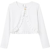 PATPAT Girls Cardigan Bolero Size 4-12 Years Kids Knit Long Sleeve Ruffle Open Front Button Cover Up Cropped Tops for Girls