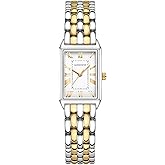 GAOFAN HOUR Gold Watches for Women with Vintage Rectangular Case,White Roman Dial,Stainless Steel Band,Adjustment Tool Included,Water Resistant