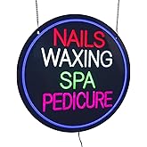 Nails Waxing Spa Pedicure Neon Sign, 20"×20", High Brightness Business Signboard for Nail Spa Beauty Salon, Wellness Hair Removal Salon, Foot Care, Black Acrylic Backboard, Durable, Storefront Decor.