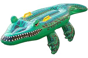 Inflatable Alligator Pool Float,Reptile Ride on Kids Pool Float - PVC Inflatable, Fun Floats, Crocodile Alligator Toy Toys fo