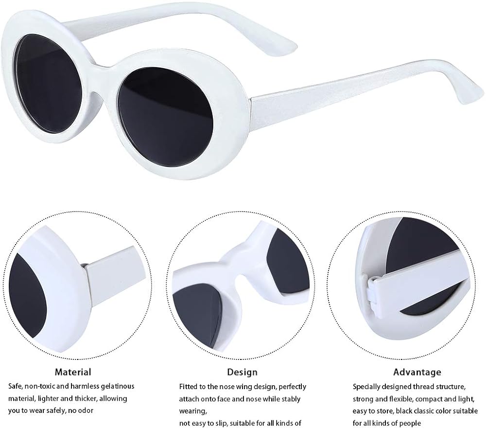 Haichen Retro Clout Oval Goggles Mod Thick Frame Round Lens Sunglasses For Women Men Teenager Girl