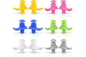 6 Pairs Swimming Ear Plugs Waterproof Reusable for，Protect Children's Ears in Water Shower .Swimming Showering Bathing Surfin