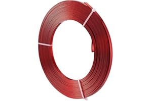 Cheriswelry 32 Feet 5mm Flat Aluminum Bendable Metal Craft Wire - 18 Gauge Soft Bezel Strip Wire for Bezel Sculpting, Armature, Metal Wrap, Cabochons, Jewelry Making - Red