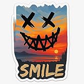Aesthetic Dark Art Sticker, Sinister Car Decal, 5 inches - Vinyl, Car Bumper, Cooling Box, Waterproof Sticker, Decal Car Laptop Wall Window Sticker (Smile)