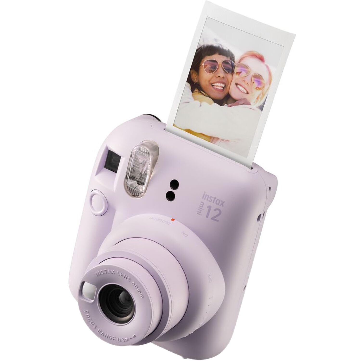 Fujifilm Instax Mini 12 Instant Camera + MiniMate Accessory Bundle & Compatible Custom Case + Fuji Instax Film Value Pack (50 Sheets) Flamingo Designer Photo Album (Lilac Purple)