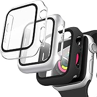 [3-Pack] Amzpas Hard Case Compatible with Apple Watch SE Series 6 Series 5 Series 4 40mm 44mm, Built-in Tempered Glass…