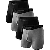 BAMBOO COOL Men's Underwear Boxer Briefs,Regular Leg,Breathable Soft Moisture-Wicking with Fly Underwear For men 4 Pack
