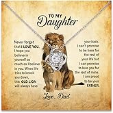 To My Daughter Necklace From Dad, Daughter Gift From Dad, Father Daughters Jewelry With Message Card And Gift Box, Graduation Christmas Birthday Gifts For Daughters From Mom