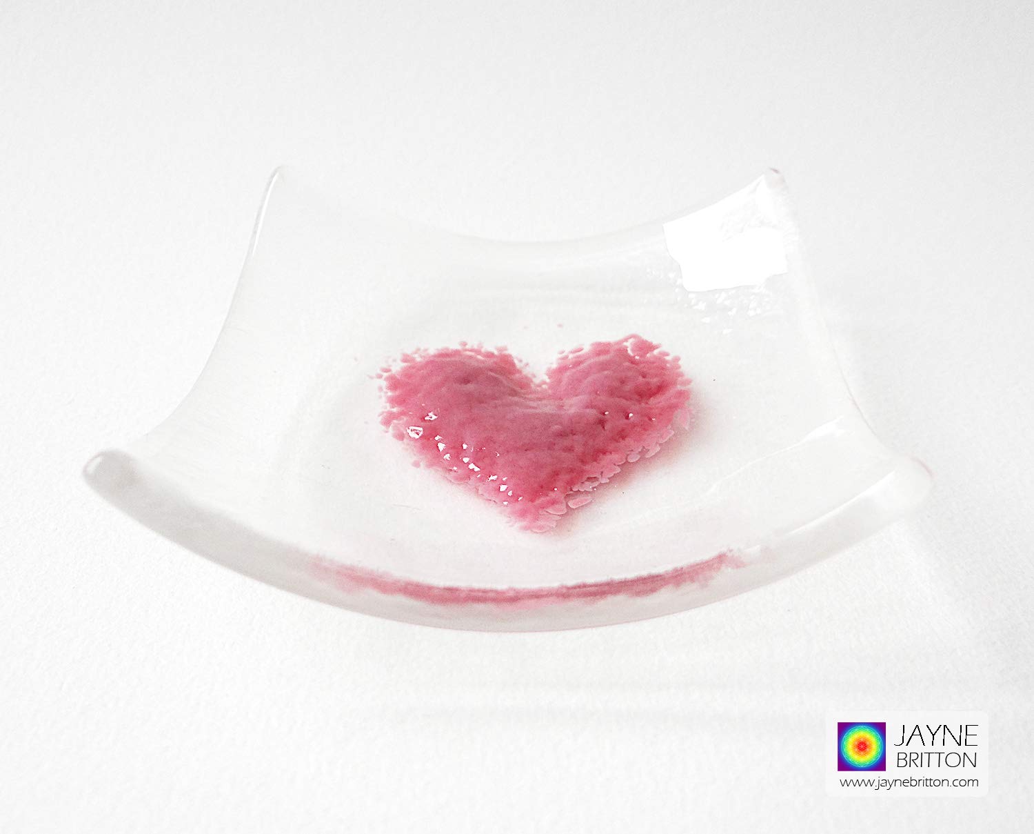 Symbol Of Love Heart Bowl Magenta Ring Dish Nightstand Tray Earring Bowl Trinket Holder Clear And