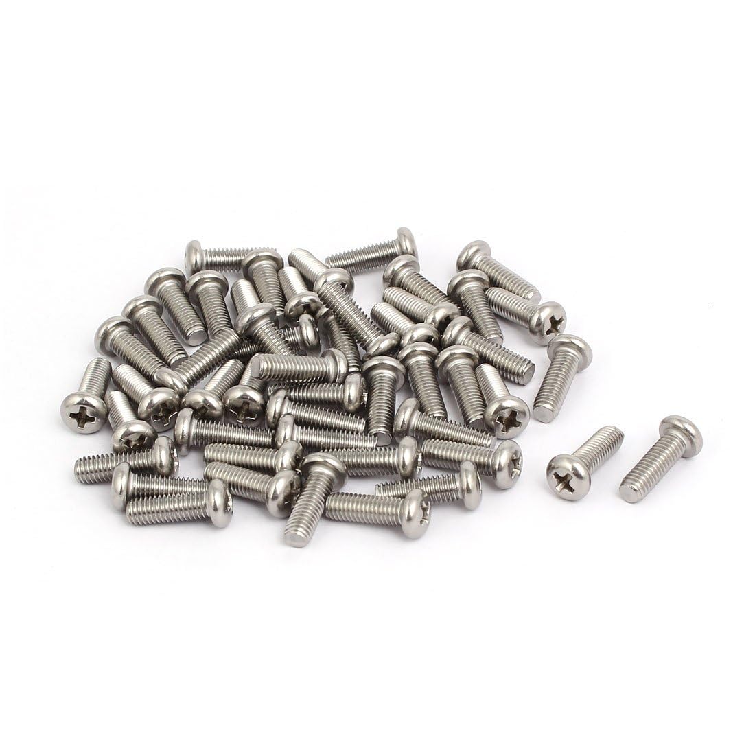 TOP-VIGOR 50Pcs Cross Pan Head Machine Screws, M5x15mm Phillips Round Head Screws Bolts for Machinery, Furniture, Car, Motorcycle Repair, Electronic Products, Ship Assembly, and DIY