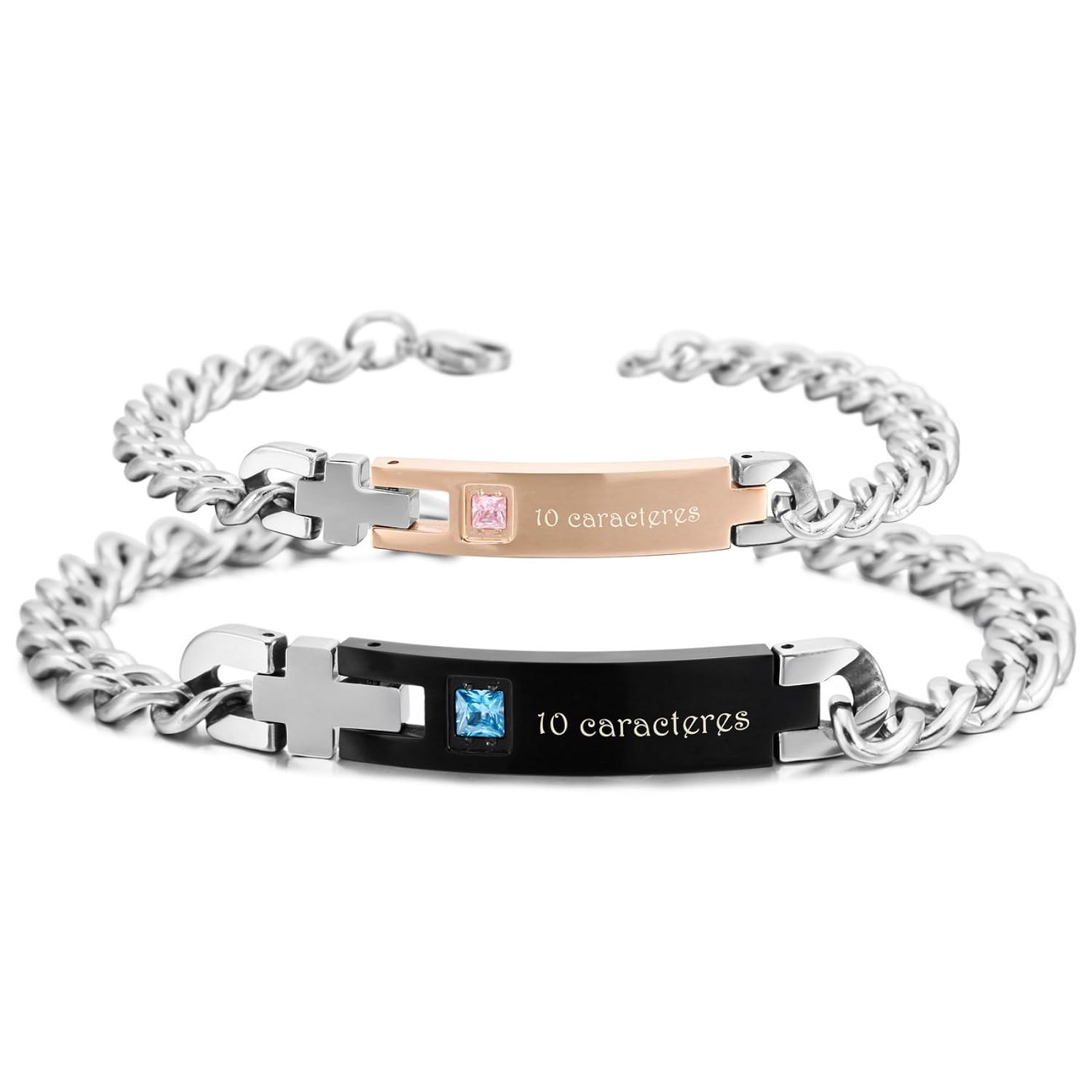 MeMeDIY Pieza Negro Plata Oro Dorado Dos Tono Acero Inoxidable Pulsera Brazalete