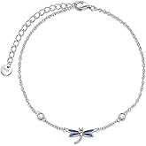 YAFEINI Anklet Bracelets for Women Girls Sterling Silver Hummingbird/Dragonfly/Butterfly Link Chain Anklets Jewelry Gifts