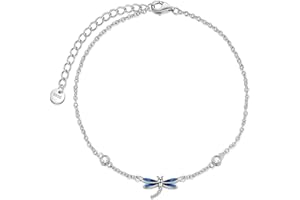 YAFEINI Anklet Bracelets for Women Girls Sterling Silver Hummingbird/Dragonfly/Butterfly Link Chain Anklets Jewelry Gifts