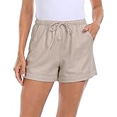 HDE Women's Linen Blend Drawstring Shorts High Waisted 4" Inseam Summer Shorts