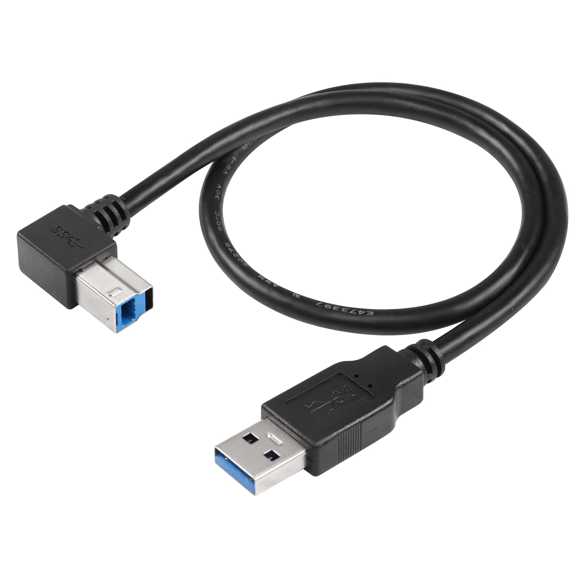 SinLoon USB 3.0 Printer Cable 90 Degree USB 3.0 Type A Male to Type B Male Plug High Speed Printer Cable for Hard Disk Drive,Printers,Scanner,USB Hub,Monitor and More (UP)