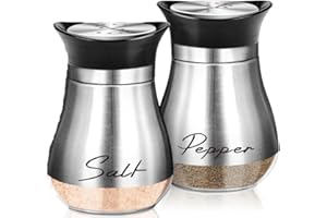Stainless Steel Spice Shakers Set - Salt and Pepper Shakers, Seasoning Dispenser Bottles for Grilling, Kitchen & Outdoor Use 