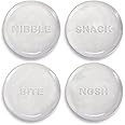 DEMDACO Nibble Snack Nosh Bite Whitewash 5 inch Stoneware Appetizer Plates Set of 4