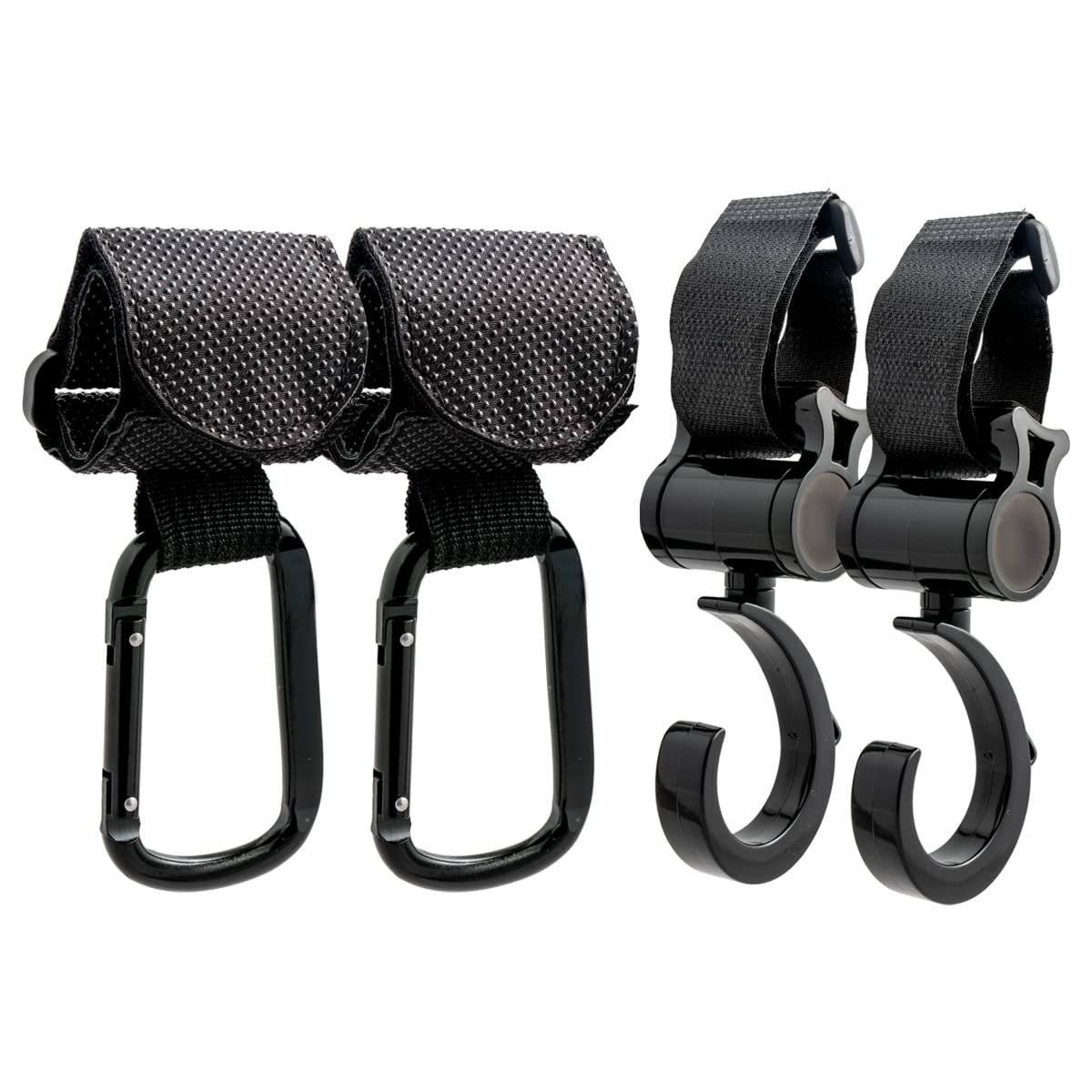 [4 Pieces] Stroller Hooks (3rd Generation) Clip Hook For Stroller Pram Universal Accessories For Baby Changing Bags and Shopping Bag X-large Black