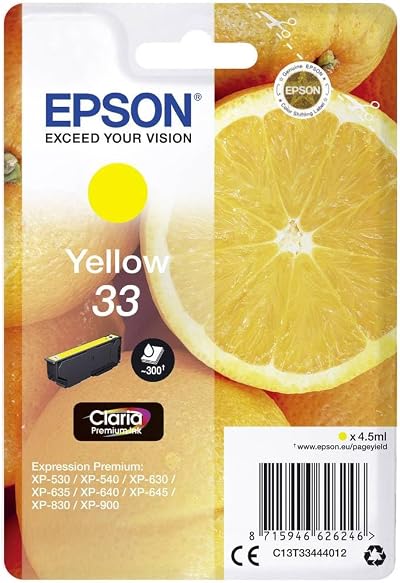Epson 33 Yellow Ink Cartridge Genuine Claria Premium 300 Pages