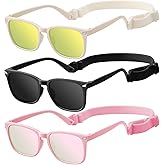 zestero Baby Infant Toddler Sunglasses with Strap, 3 Pack Infant Sunglasses for Boys & Girls 0-24 Months, UV Protection