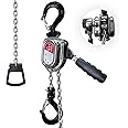 YATOINTO 1/2 Ton 1100lbs Chrome Mini Lever Block, 1.5M 5Ft Come Along Manual Chain Hoist, Steel G80 Puller Hoist, with Hook for Building