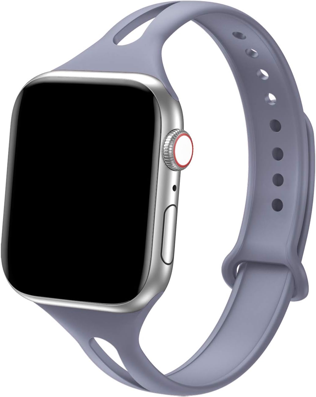 Bandiction Sport Band Compatible with Apple Watch 38mm 40mm, Soft Silicone Sport Strap Replacement Narrow Bands for iWatch Series 4 3 2 1 Sport Edition (Lavender Gray, 42mm/44mm - S/M: 6.2" - 7.9")