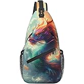 Dragon Crossbody Sling Bag For Women Men Adjustable Chest Bag Chinese Dragon Sling Backpack Casual Shoulder Bag Daypack