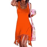 pinziko Women's Summer Swimsuit Beach Dress Bathing Suit Cover Up Vacation Fringe Dresses