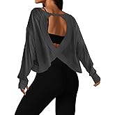 UNIANKIYA Open Back Workout Tops for Women Long Sleeve Cropped Athletic Clothes Gym Running Yoga Low Impact Sports T Shirts