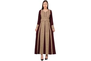 TAMRRA Women's Embroidered Abaya Dress – Modest Islamic Thobe for Eid, Weddings & Special Occasions