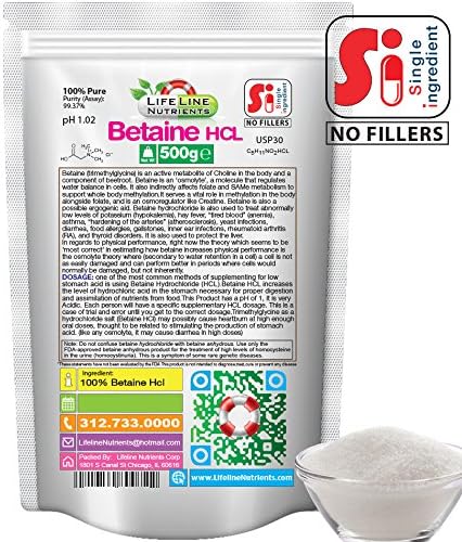 500g (1.1 lb) 100% Pure Betain Hcl (Hydrochloride)