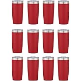 Gifts by Design 12 Ct of 20 Oz Two-Tone Himalayan Stainless Steel Tumbler with Lid – Red – Customizable Insulated Cups for Water, Coffee, Hot & Iced Drinks – Great for DIY, Events, Work