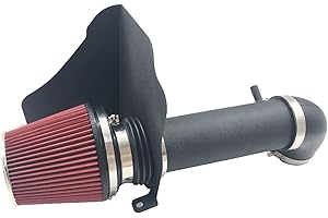 OBUYTO 4-Inch Cold Air Intake Kit with Heat Shield + Filter Compatible for Dodge Magnum 2005-2008 ; Charger 2006-2010; Challenger 2008-2010; Chrysler 300 2005-2010 5.7L 6.1L V8 (Black Tube & Red Filter)