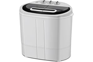 Outspurge Portable Washing Machine, 15lbs Twin Tub Washer 2 In 1 Mini Compact Laundry Machine, 9lbs Washer & 6lbs Spinner Combo for Dorms, Apartments, RVs(Black)