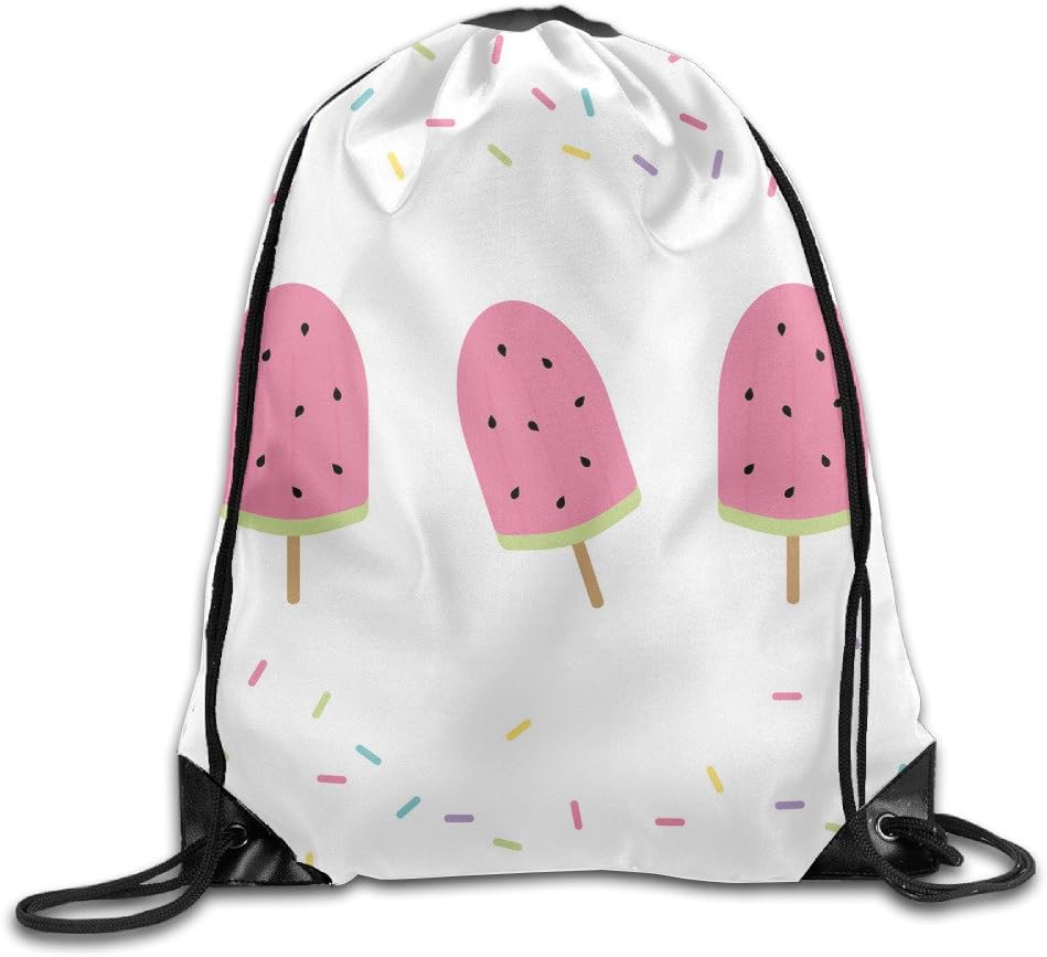 Watermelon Ice Cream Drawstring Bags Portable Backpack Pocket Travel Sport Gym Bag Yoga Runner Daypack