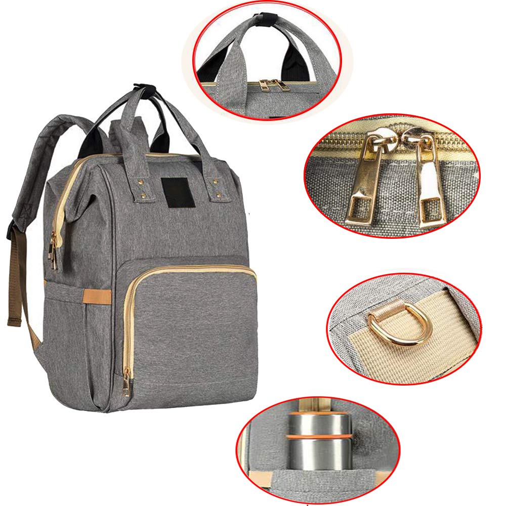 Baby Diaper Bag Backpack Waterproof with Stroller Strap Insulated Bag Mom Dad