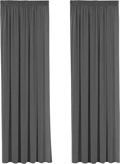 H.Versailtex Blackout Curtains 2 Panels Charcoal Grey 66x90 Pencil Pleat