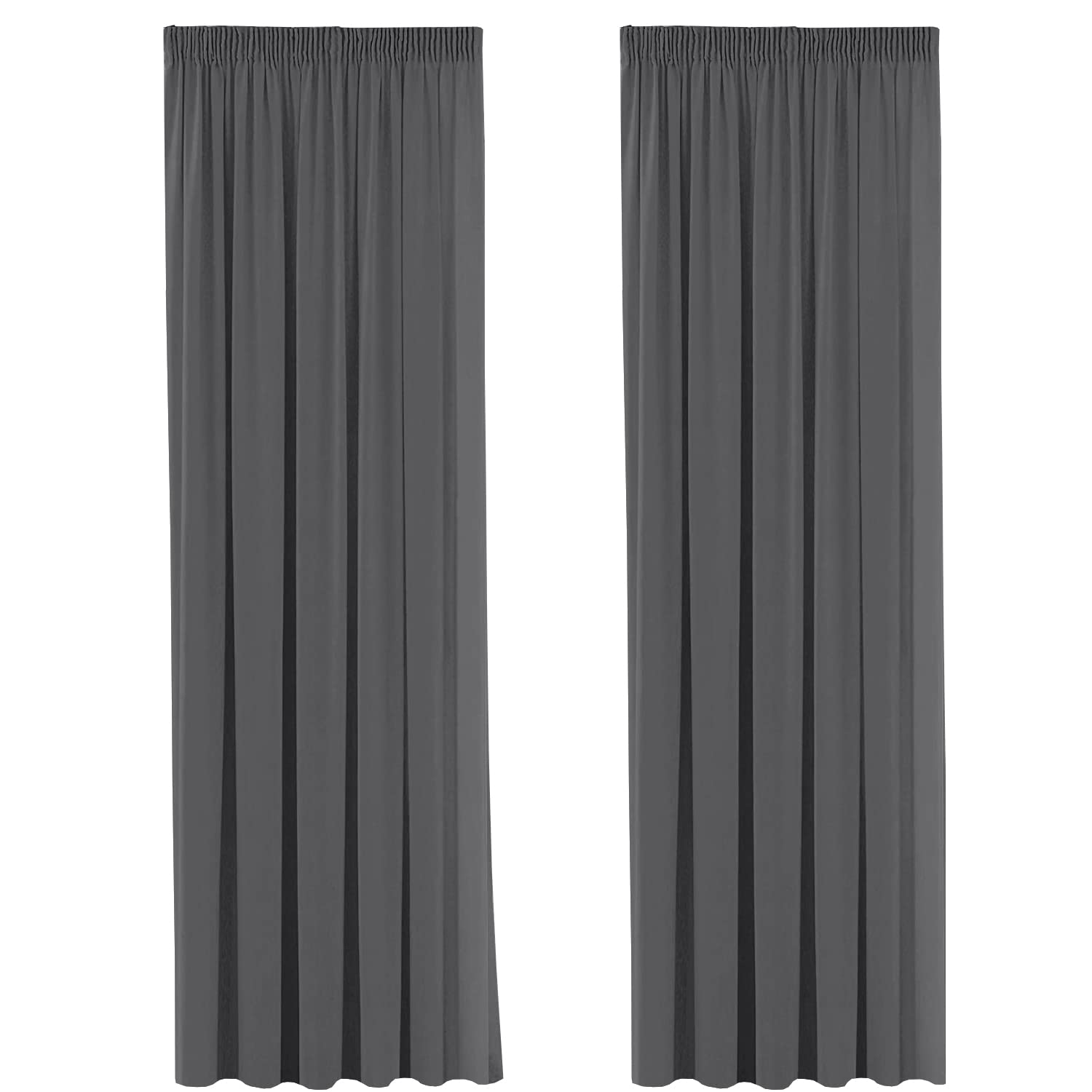 H.Versailtex Blackout Curtains 2 Panels Set Thermal Insulated Window Treatment Solid Darkening Curtain Noise Reducting Pencil Pleat Drapes for Living Room Bedroom, Charcoal Grey, 90" Width x 72" Drop