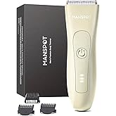 MANSPOT Pubic Hair Trimmer for Men(Gold Brown), Replaceable Ceramic Blade Heads, Waterproof Wet/DryTrimmer for Men, 90 Minutes Shaving