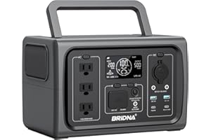 BRIDNA 512Wh LiFePO4 Portable Power Station 500W(Peak 1000W), Battery Backup with UPS Function, Solar Powered Generator for Camping, Battery Backup Power Supply for Home Emergency, Outdoor, CPAP, Trip