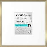 Americanflat 20x20 Picture Frame with Polished Plexiglass - Use as 8x10 Frame with Mat or Display 20x20 Photo Without Mat - Streamline Collection - Thin Border Square Frames for Wall Display - Gold