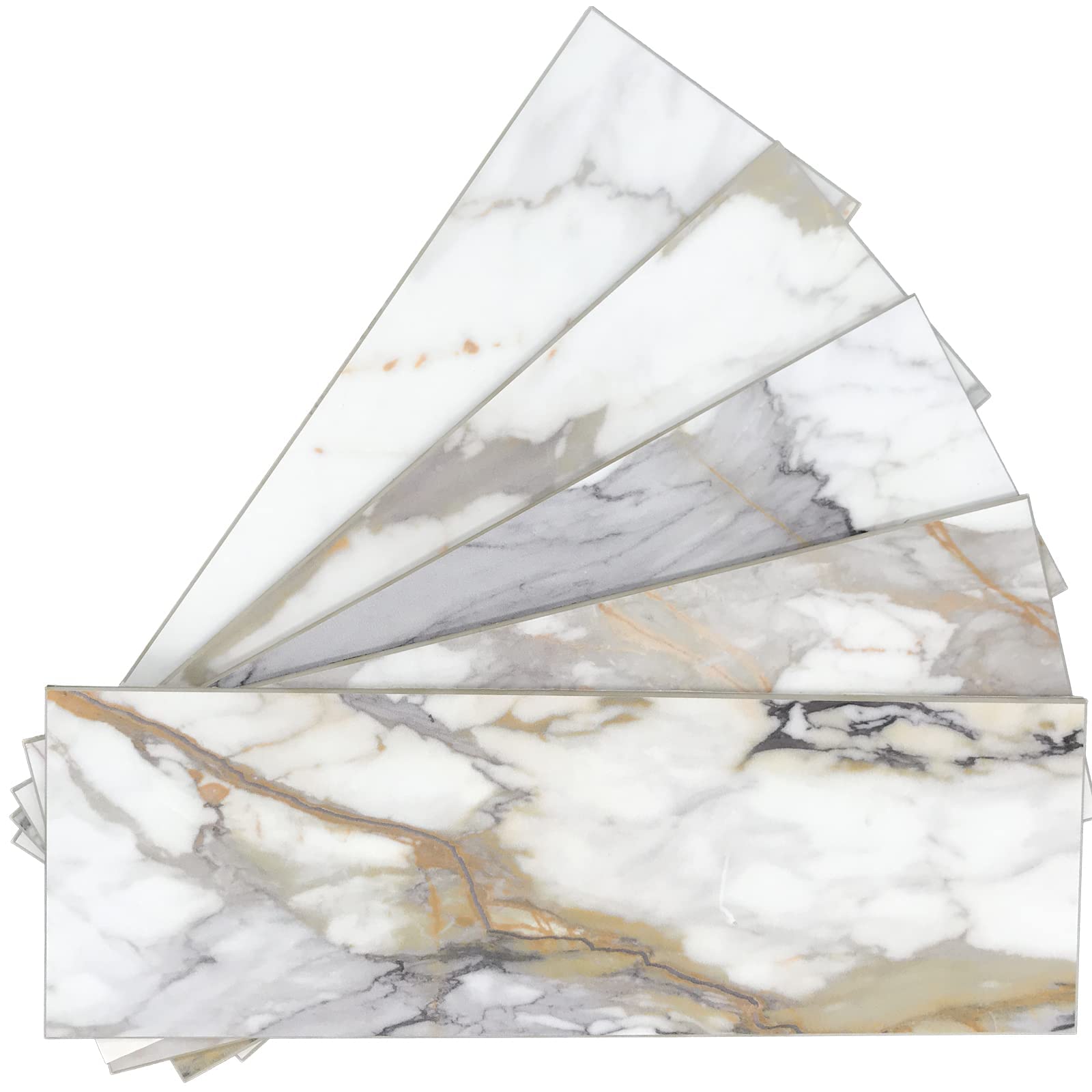 Photo 1 of INNO STICKERS 30-Sheet Marble Subway Tile Peel and Stick Tile, 4 in. x 12 in. Stone Composite Waterproof Backsplash Tiles for Kitchen, Bathroom, Fireplace(Gold Marble)