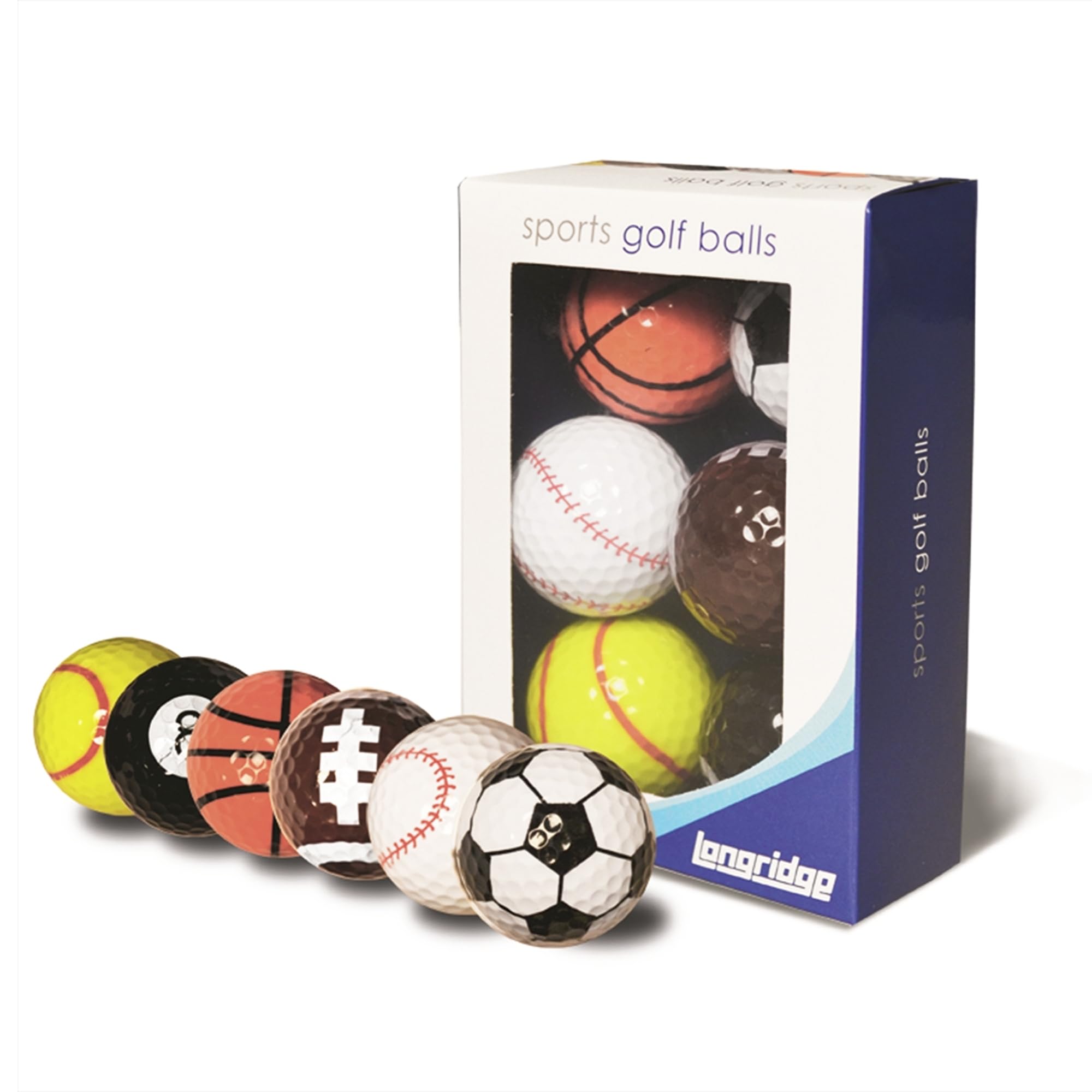 Longridge Novelty Golf Balls - Multi Sports (Pack of 6)