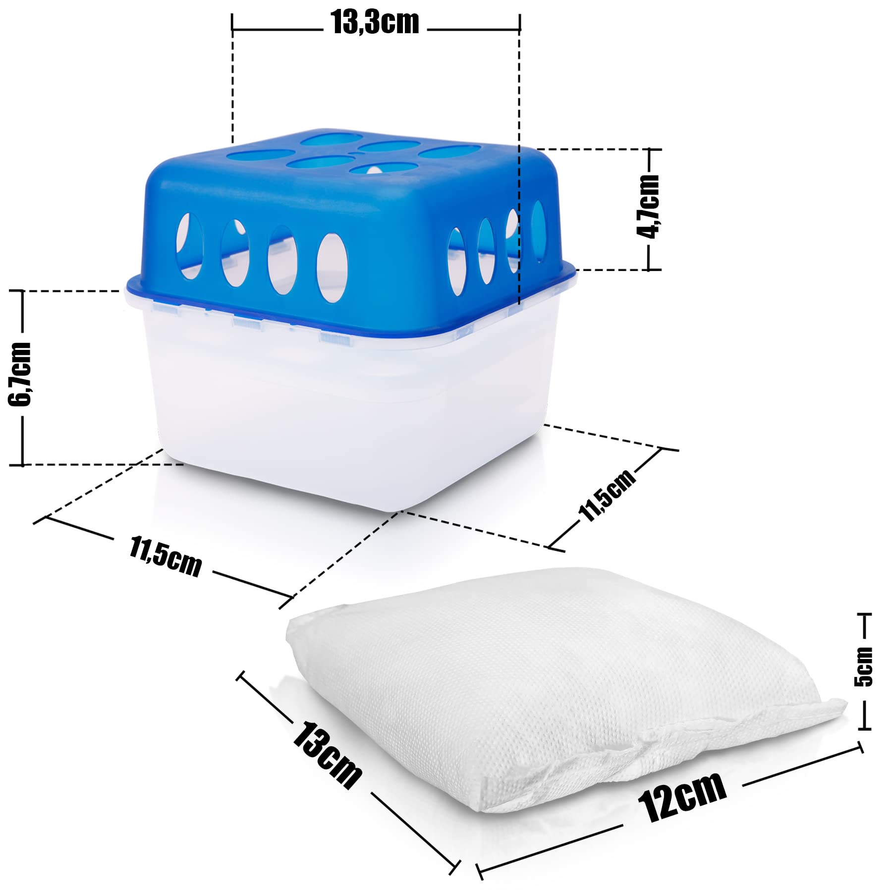 BigDean 4x Luftentfeuchter Feuchtigkeits-Stopper mit 8 x 400g Nachfüll-Beutel Granulat – Feuchtigkeitskiller Raumentfeuchter nachfüllbar + wiederverwendbar ohne Strom 6