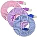 OKRAY 3 Pack 6ft/1.83m Durable Nylon Braided Micro USB 2.0 Charge Cable Sync Charging Cord Charger Compatible for Android, Samsung Galaxy, HTC, Google Nexus, Sony, Nokia, LG (Blue Purple Pink)