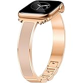 Newlibery Rose Gold Slim Bands for Women Compatible with Apple Watch 42mm(S3/2/1) 44mm 45mm 46mm 49mm Jewelry Dressy Bracelet Metal Strap Adjustable for iWatch Series 11/10/9/8/7/6/5/4/SE/Ultra 3/2/1