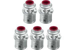 AIRTAK 3/8" Snap-in MC Connector for MC/AC Cable - Fits 14/2 to 10/3 Metal-Clad Cable, 1/2" Knockout Size, Insulated Throat, Steel Construction (5 Pack)