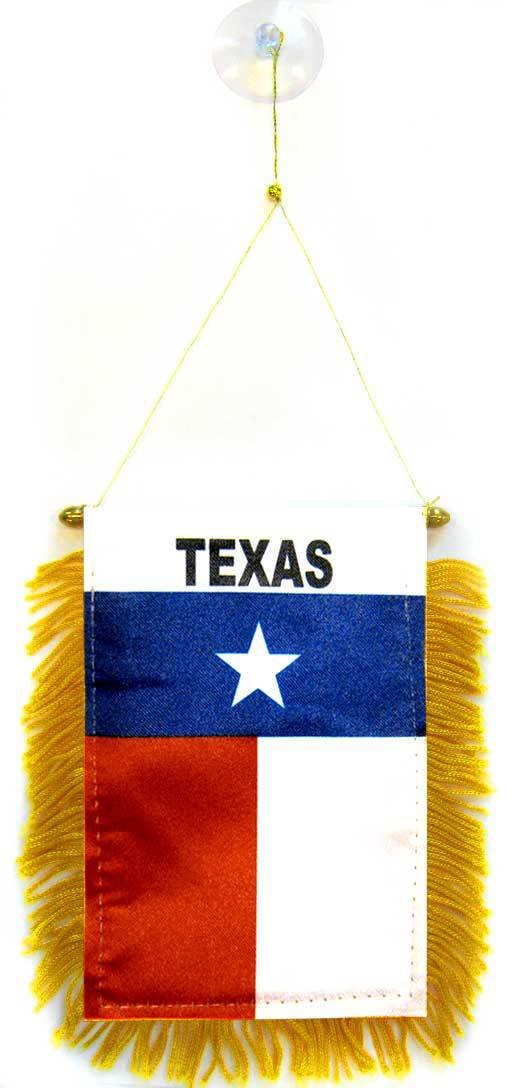 AZ FLAG - Texas Mini Banner - 6'' x 4'' - 100% Polyester Texan US state Small Pennant for Car - Double-sided Flag with Suction Cup Hanger