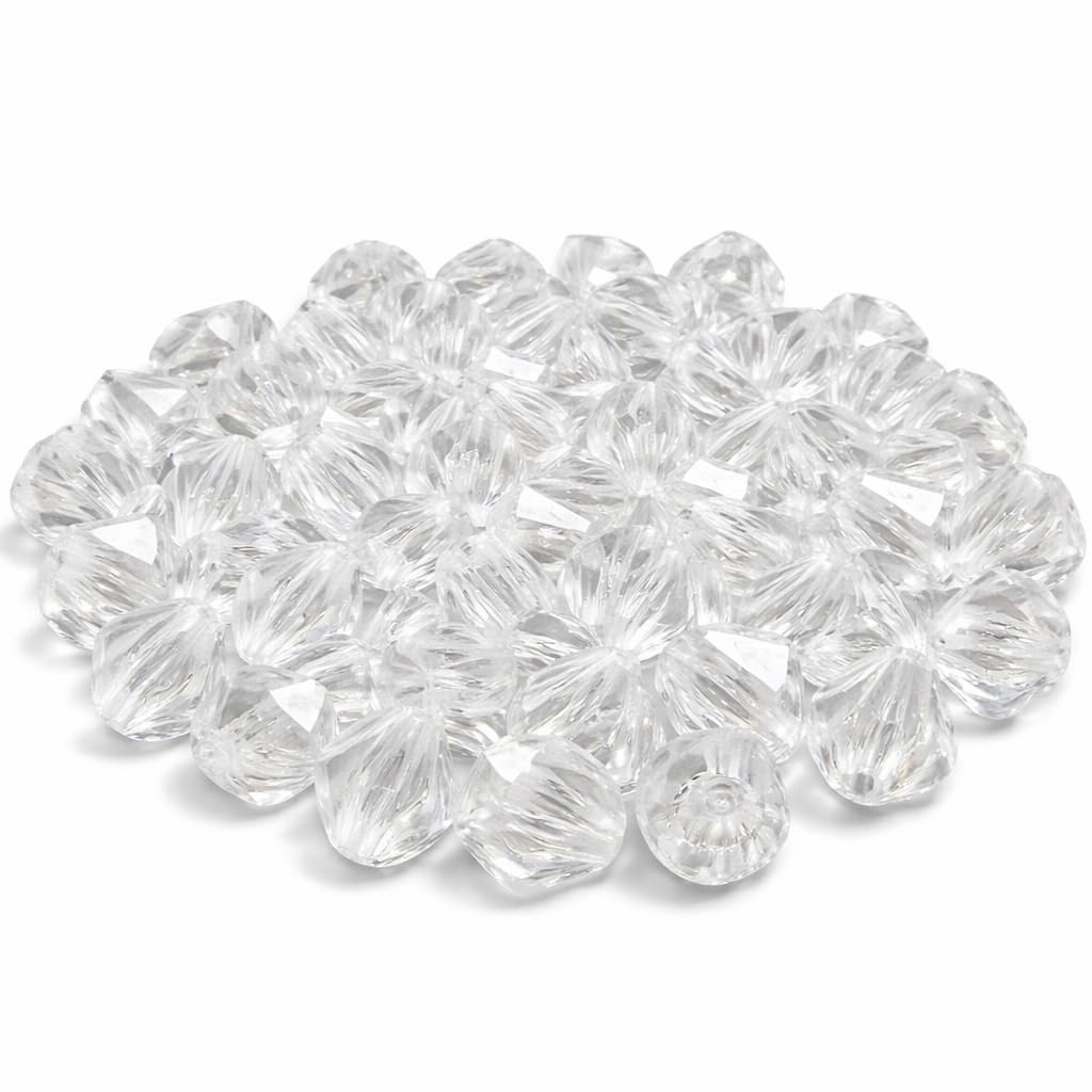 Perlin Bicone Beads, Crystal, Bicone Rhombus Faceted Acrylic Beads, 10 x 10 mm, Pack of 150