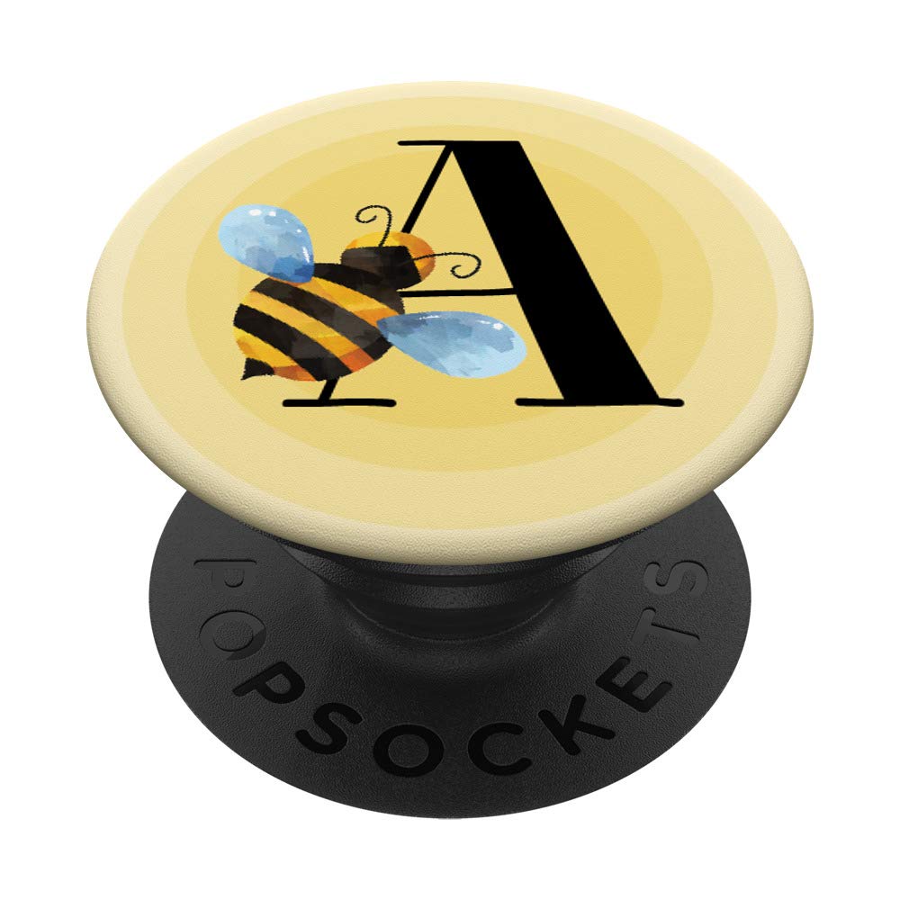 Bee Bumblebee Honeybee Personalized Gift Monogram Letter A PopSockets PopGrip: Swappable Grip for Phones & Tablets